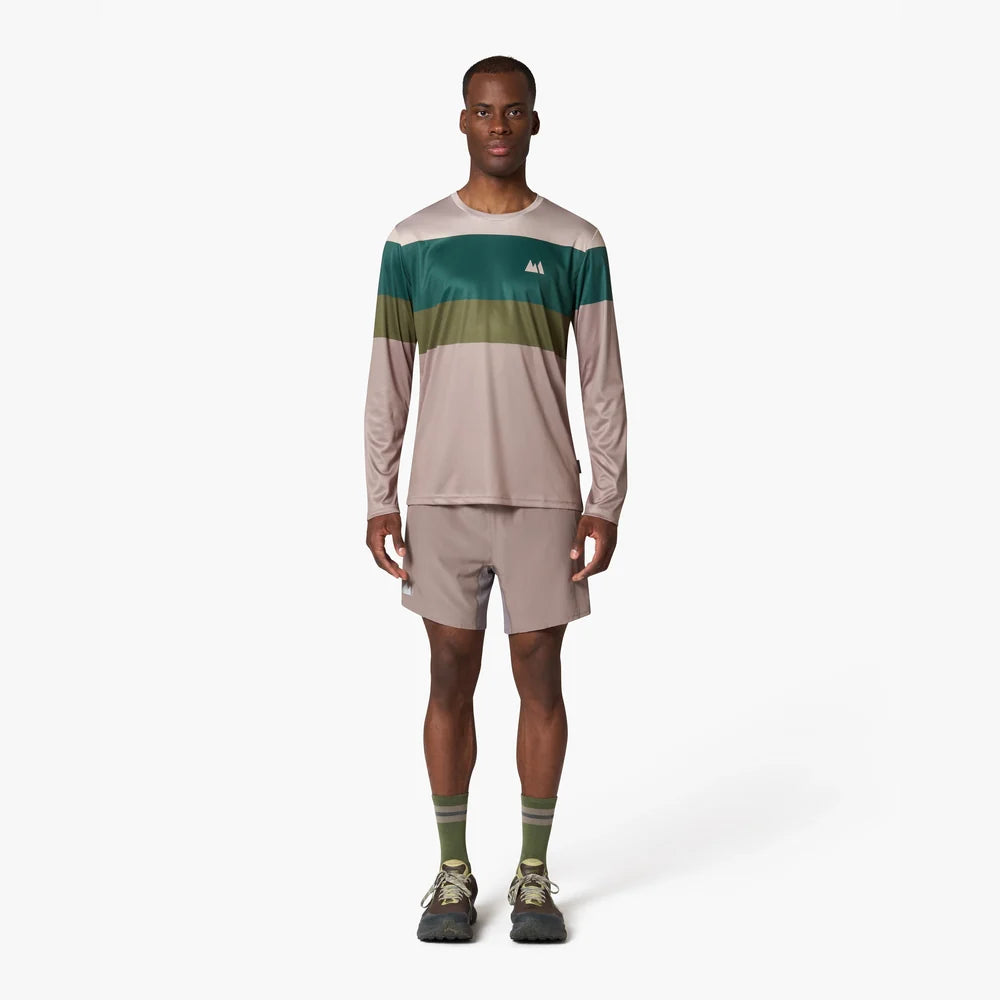 Camiseta manga larga de running Wild Tee Color Block para hombre, color Fallen Rock – vista 4