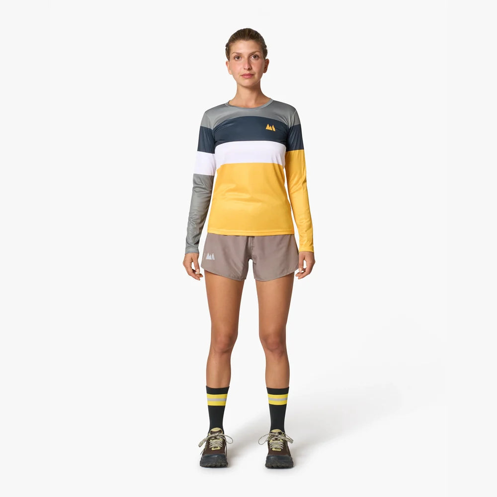 Camiseta manga larga de running Wild Tee Color Block para mujer, color Yellow – vista 2