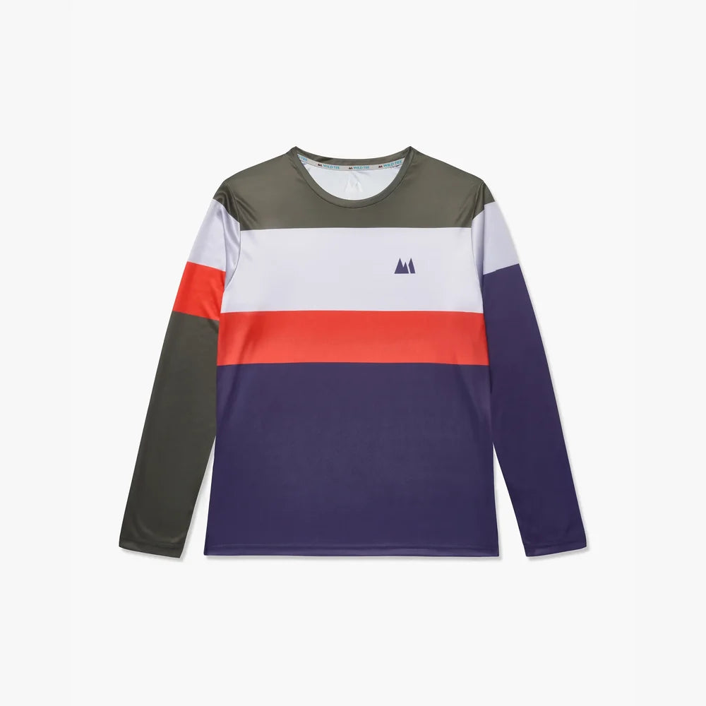 Camiseta manga larga de running Wild Tee Color Block para hombre, color Red